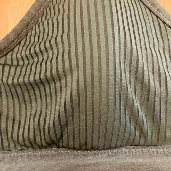 Aerie Striped Mesh Scoop Bralette Dark Sycamore Green - Picture 2 of 4